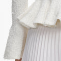White Textured Knit Chiffon Midi Dress