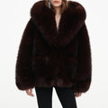 Brown Faux Fur Hooded Jacket