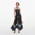 Navy Metallic Chiffon Midi Dress