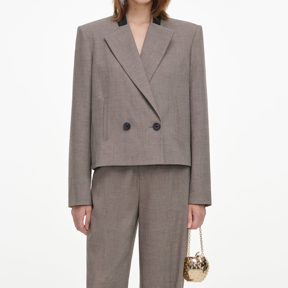 Brown Twill Double Breasted Jacket
