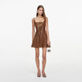 Brown Rhinestone Mini Dress
