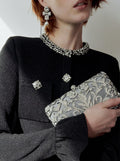 Silver Crystal Swan Clutch Bag