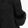 Black Jacquard Fur Collar Coat