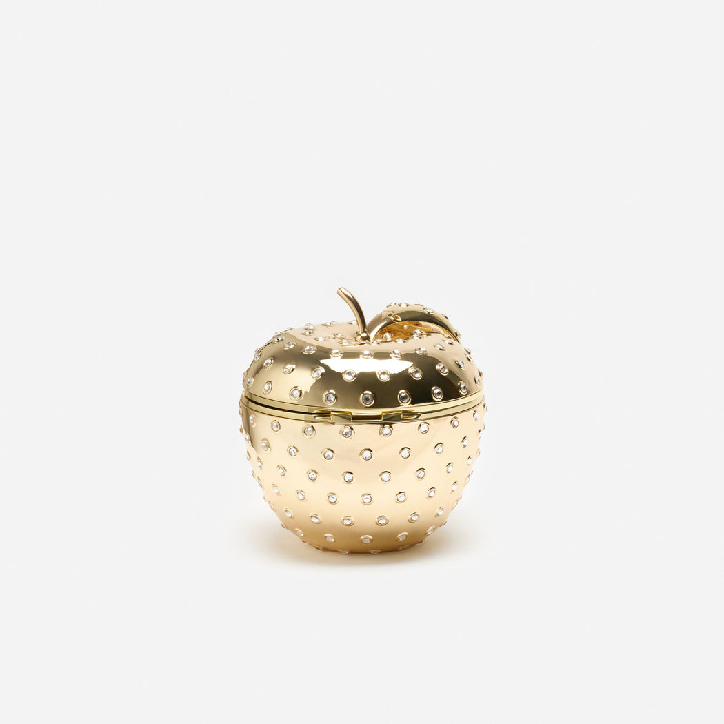 Gold Crystal Apple Clutch Bag