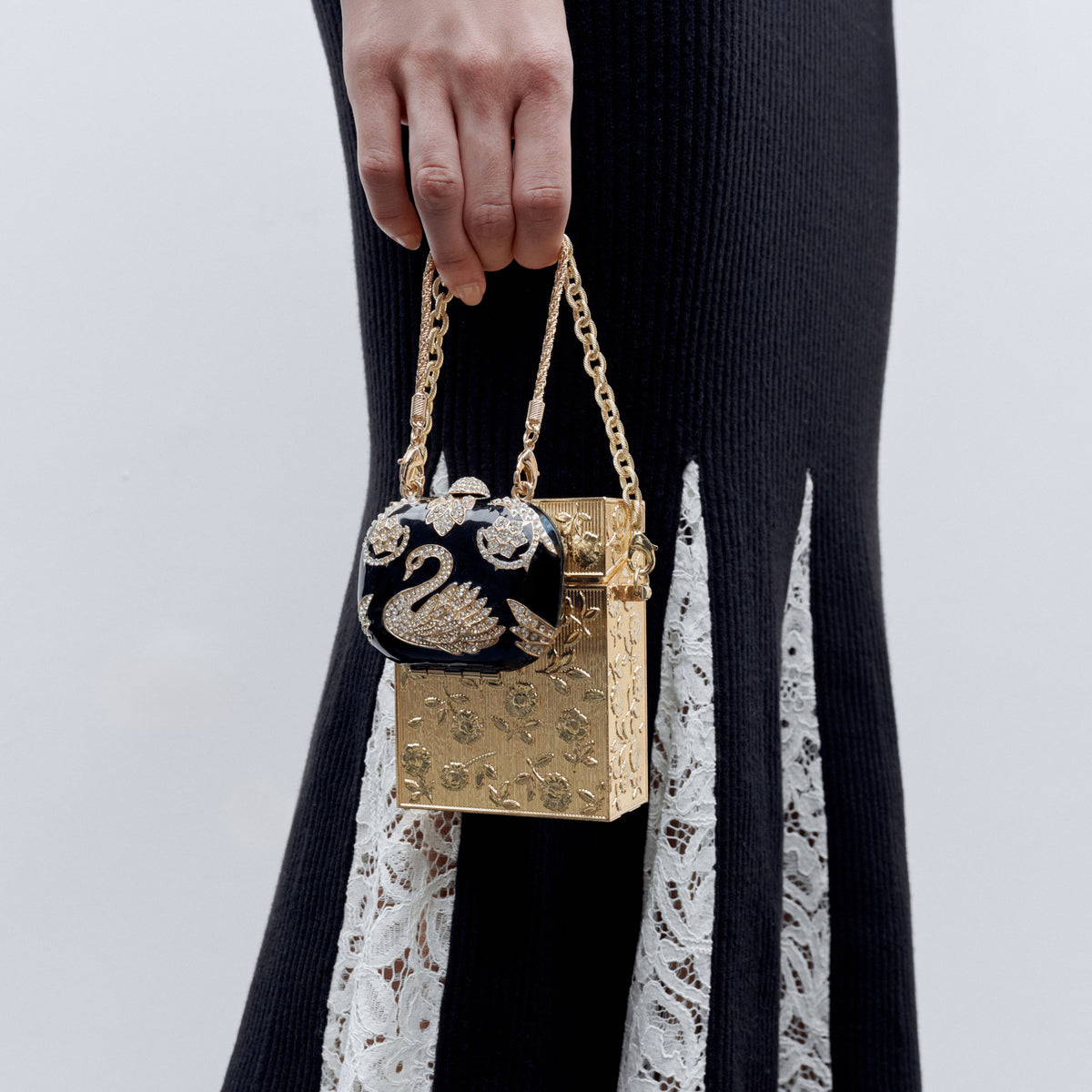Gold Floral Engraved Micro Bag