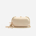 Champagne Rectangle Satin Clutch Bag