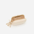 Champagne Rectangle Satin Clutch Bag