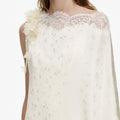 Cream Satin Lace Cape Maxi Dress