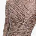 Tan Rhinestone Gathered Maxi Dress