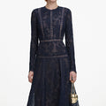 Navy Lace Midi Dress