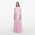 Pink Satin Jersey Cape Maxi Dress
