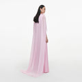 Pink Satin Jersey Cape Maxi Dress