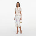 Cream Pointelle Knit Wrap Peplum Top