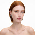 Silver Crystal Bow Blue Droplet Earrings