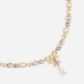 Gold Multi Crystal Bow Droplet Necklace