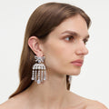 Pearl Crystal Bow Droplet Earrings