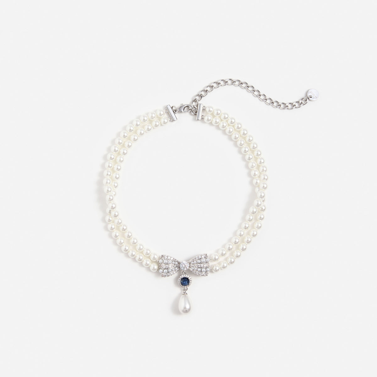 Pearl Crystal Bow Necklace