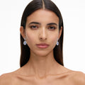 Blue Crystal Bow Cameo Earrings