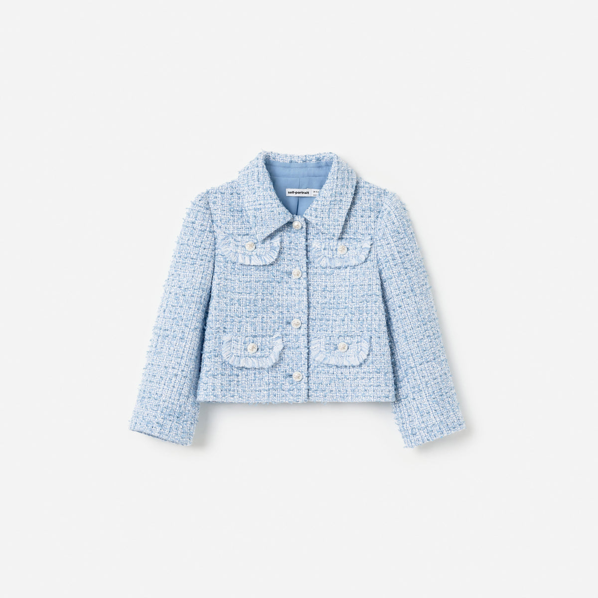 Blue Textured Boucle Jacket
