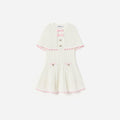 White Pointelle Knit Bow Cape Dress