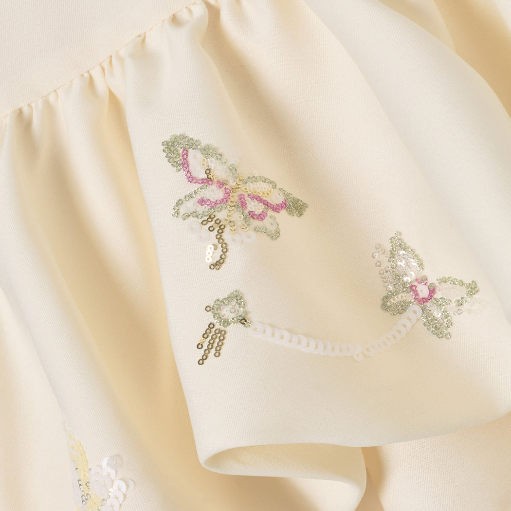 Detail Shot of the Cream Floral Jacquard Dress