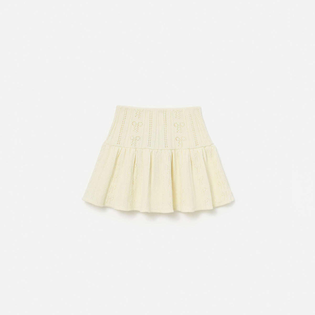 Cream Pointelle Knit Stripe Skirt