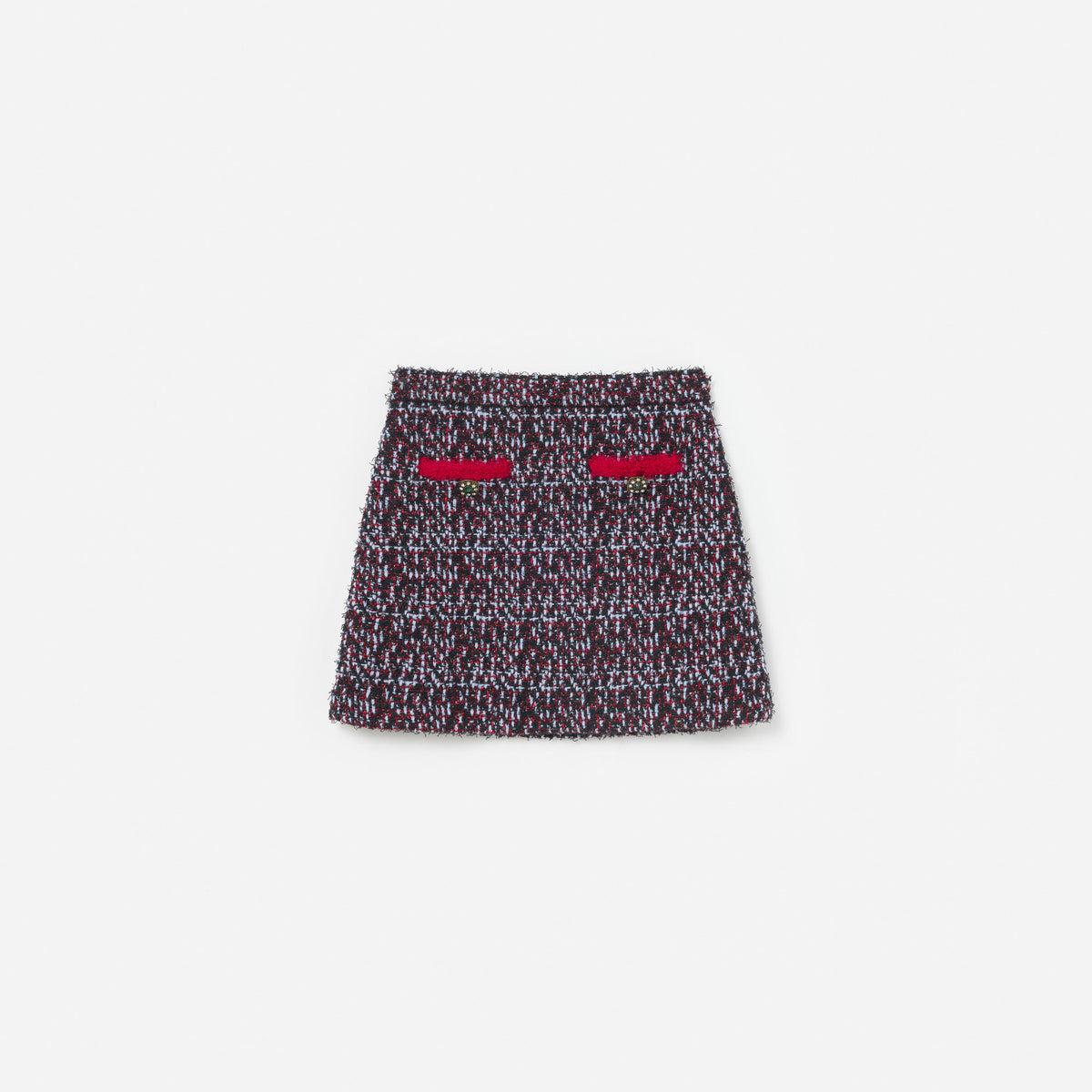 Front view of a girl wearing the Multi Textured Knit Skirt
