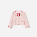 Pink Textured Boucle Frill Collar Jacket