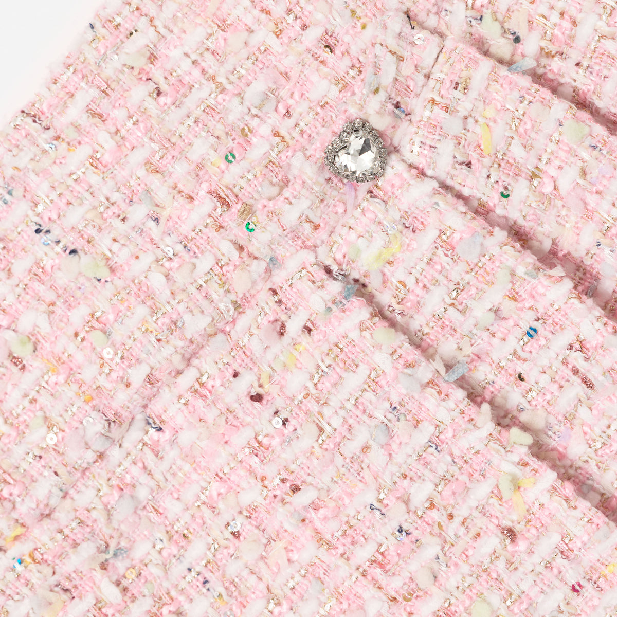 Pink Textured Boucle Mini Skirt