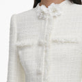 Cream Boucle Flower Midi Dress
