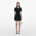 Black Boucle Flower Mini Dress