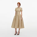 Gold Sequin Boucle Midi Dress