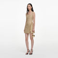Gold Sequin Boucle Sleeveless Mini Dress