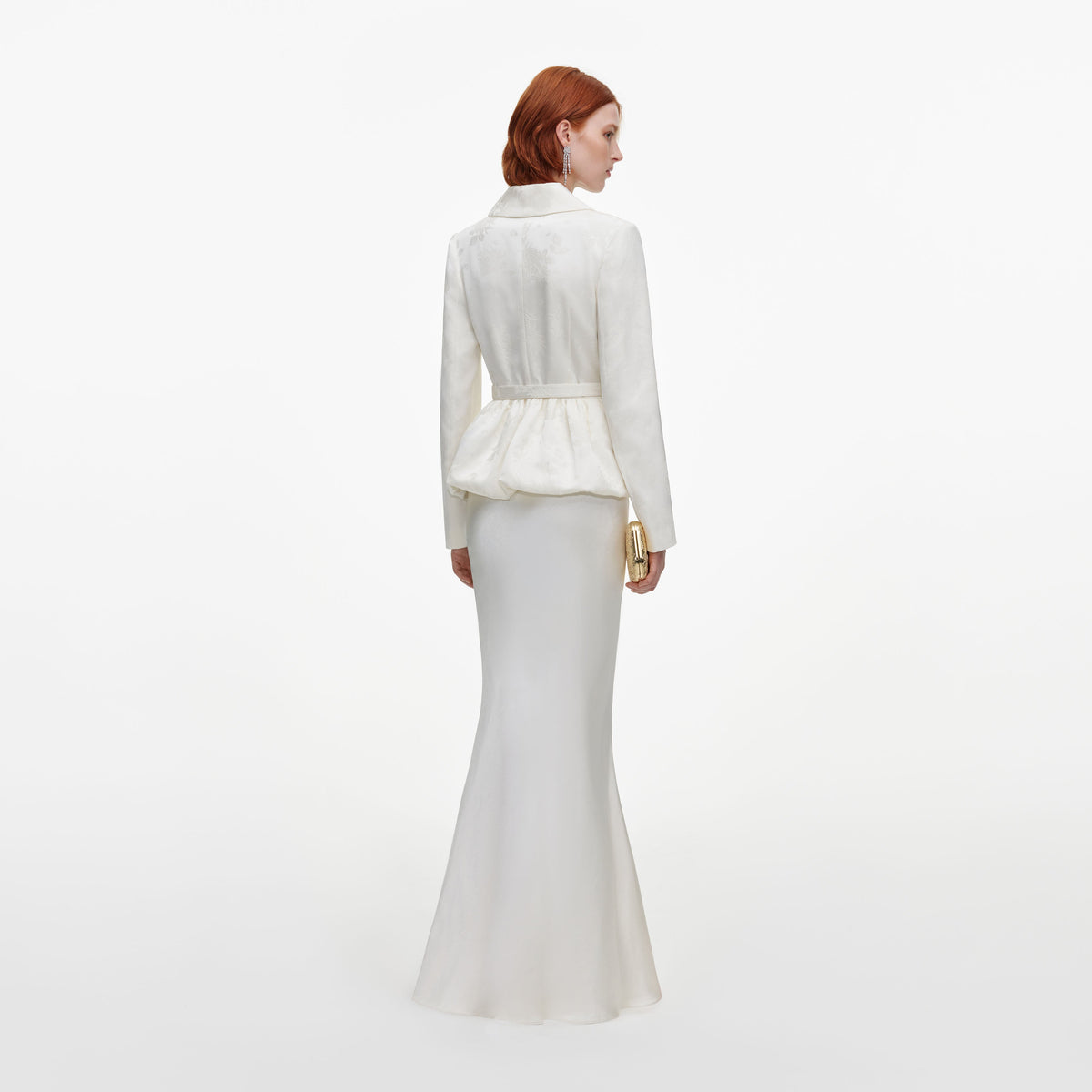 Cream Jacquard Tailored Maxi Dress