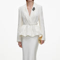 Cream Jacquard Tailored Maxi Dress