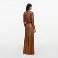 Bronze Rhinestone Embellished Maxi Dress