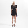 Black Crepe Embellished Mini Dress