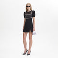 Black Crepe Embellished Mini Dress