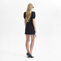 Black Crepe Embellished Mini Dress