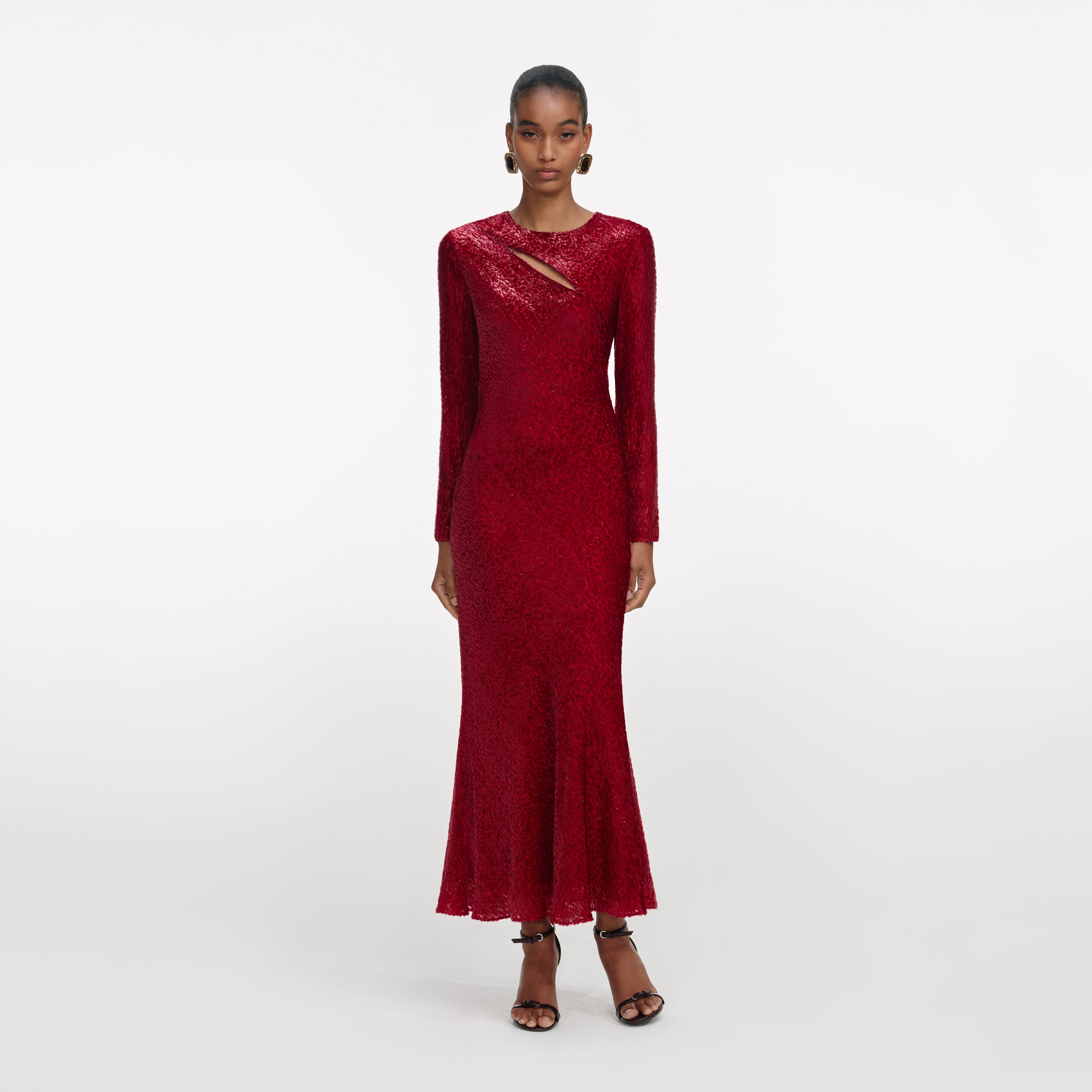 Self-Portrait Women's Fil Coupe Cutout Maxi Dress - Red - Maxi Dresses Self-Portrait Women's Fil Coupe Cutout Maxi Dress - Red - Maxi Dresses