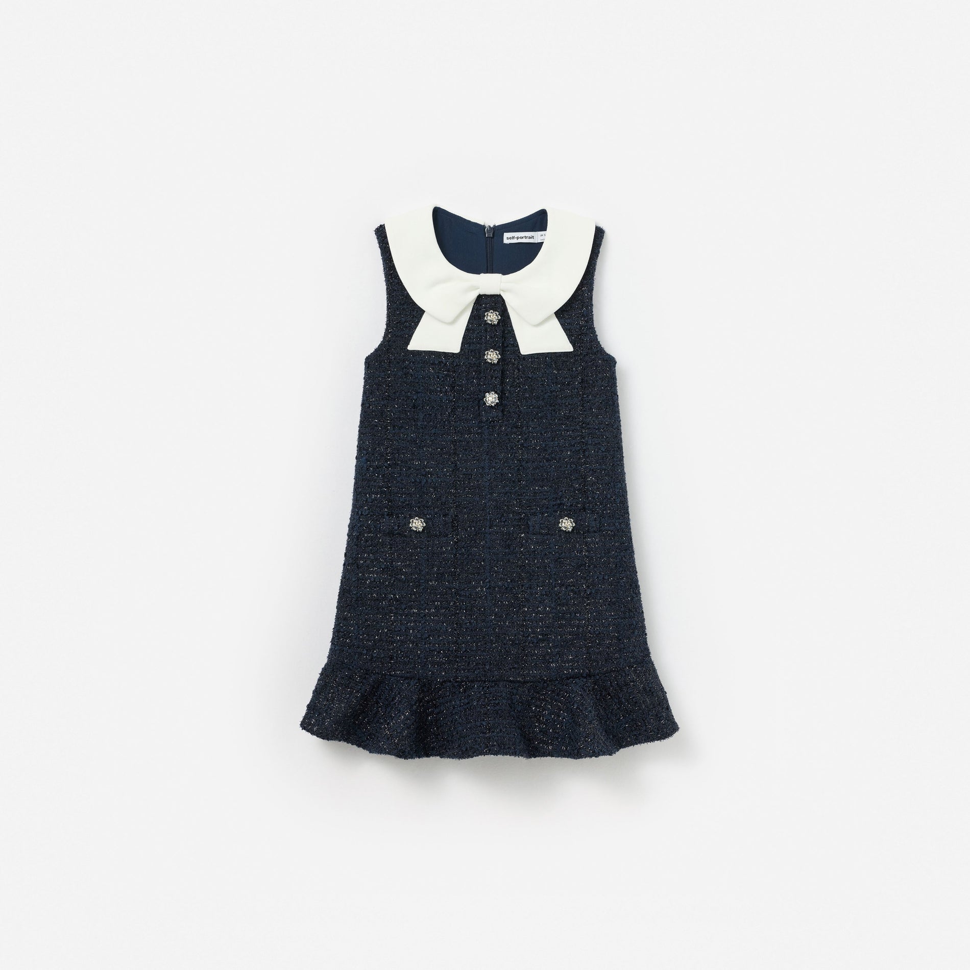 Navy Boucle Sleeveless Dress