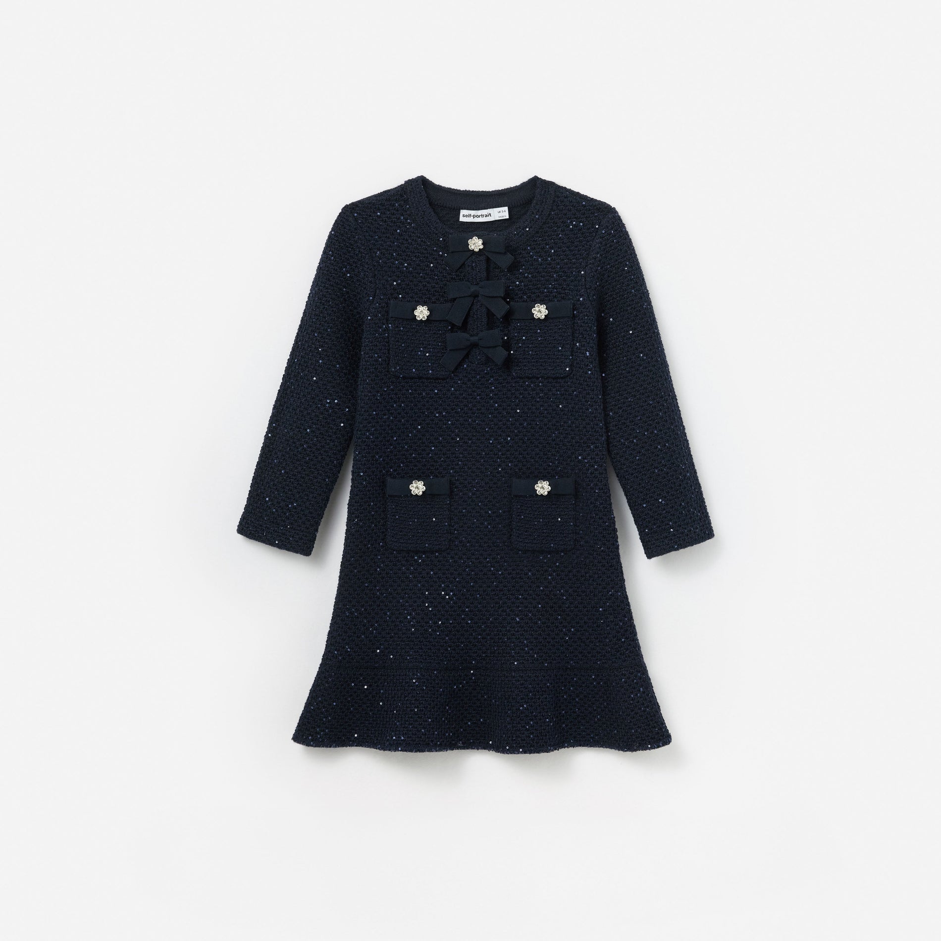 Navy Knit Long Sleeve Dress