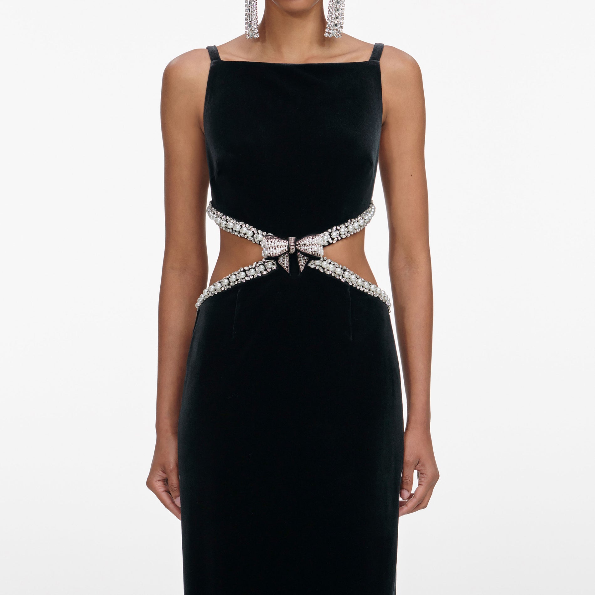 Black Velvet Cut Out Maxi Dress