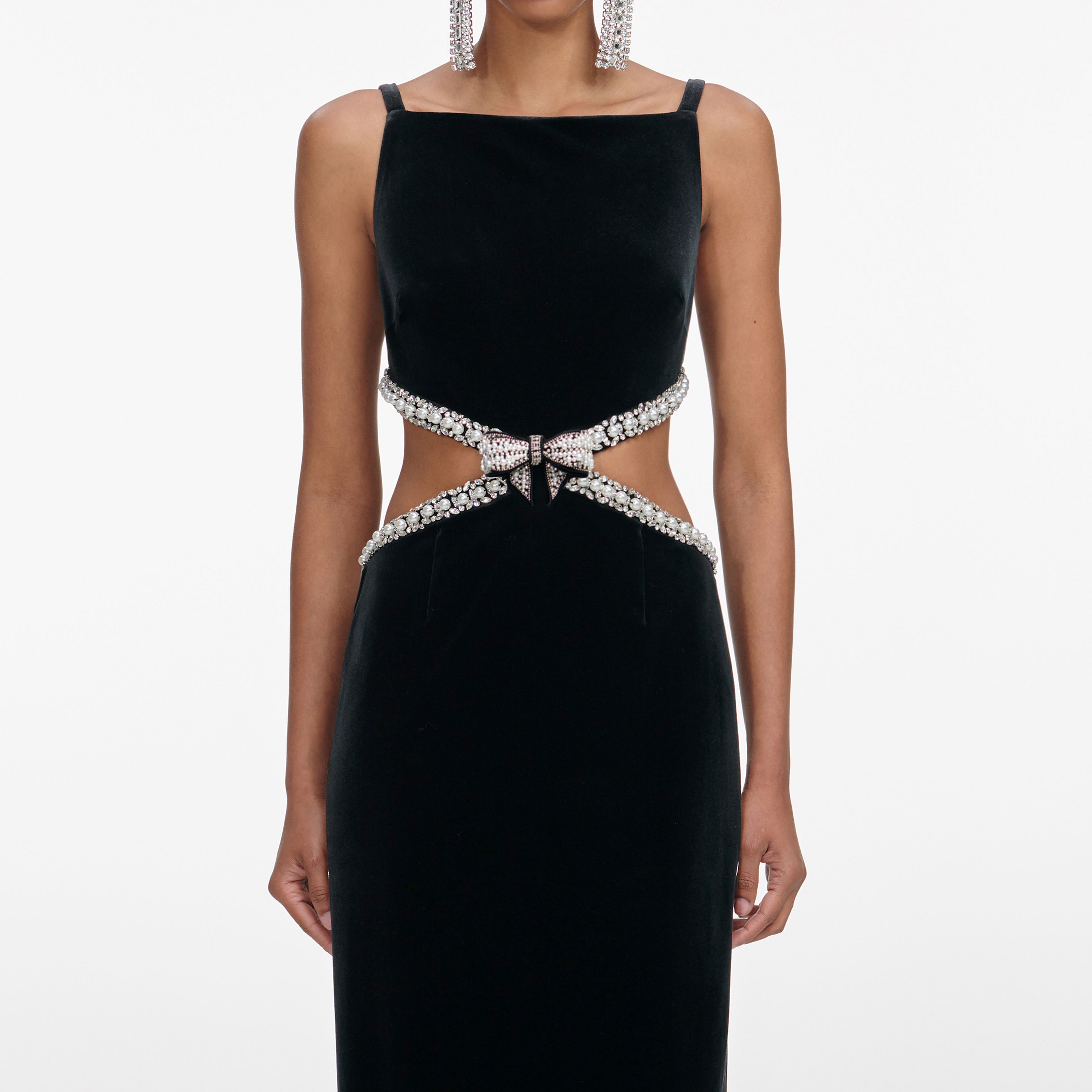 Black Velvet Cut Out Maxi Dress