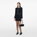 Navy Textured Knit Mini Skirt