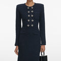 Navy Textured Knit Midi Dress