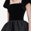 Black Velvet Bubble Peplum Midi Dress