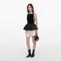 Black Velvet Bubble Hem Top