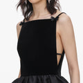 Black Velvet Bubble Hem Top