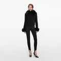 Black Wool Fur Cuff Jacket